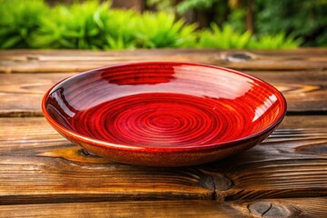 Obraz premium Red Dish on Wooden Table - Product Photography High Resolution
