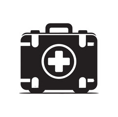 first aid kit box silhouette vector illustration