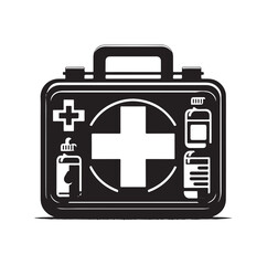 first aid kit box silhouette vector illustration