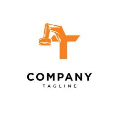  Letter T Magnet Excavator Logo Icon Vector