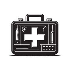 first aid kit box silhouette vector illustration
