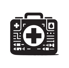 first aid kit box silhouette vector illustration