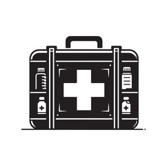 Obraz premium first aid kit box silhouette vector illustration