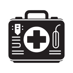 first aid kit box silhouette vector illustration