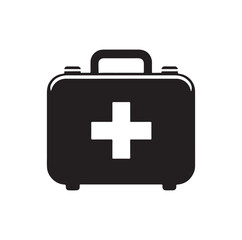 Obraz premium first aid kit box silhouette vector illustration