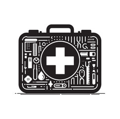 first aid kit box silhouette vector illustration