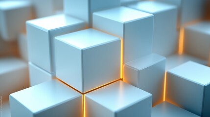 Obraz premium abstract 3d render white cube shape geometric desig