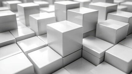 Fototapeta premium abstract 3d render white geometric background design with cubes blockchain concep