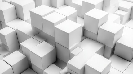 abstract 3d render white geometric background design with cubes blockchain concep