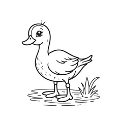Goose  line art vector on white backgroun