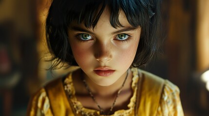 Fototapeta premium Intense Gaze: A Captivating Child Portrait