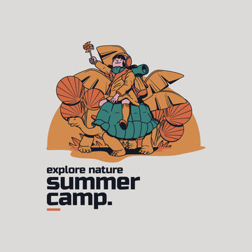 Explore Nature Summer Camp with a Turtle illustration