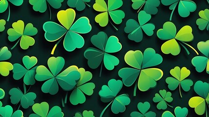 Green Shamrocks Pattern Background Design