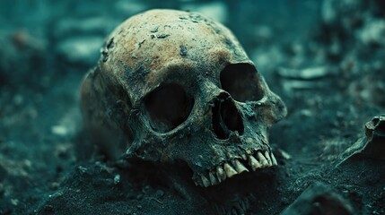 Dark and Creepy Skull: A Macabre Still Life