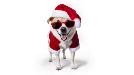 Cool Dog Dressed as Santa Claus with Sunglasses  - Festive Holiday Design