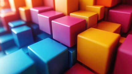 Obraz premium abstract animation geometric design with colorful blocks seamless looped video 3d rende