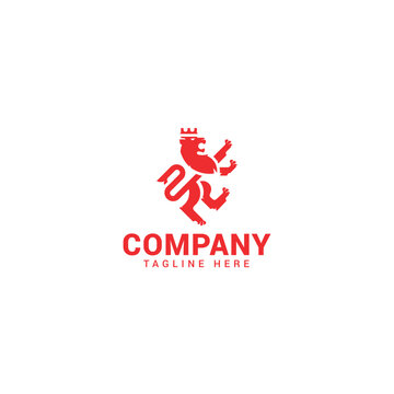 Vector Crowned Single Lion Logo design