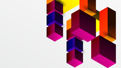 Sleek abstract design featuring isometric 3D blocks in a clean, modern composition. Perfect for tech-inspired themes, with vibrant colors and geometric precision