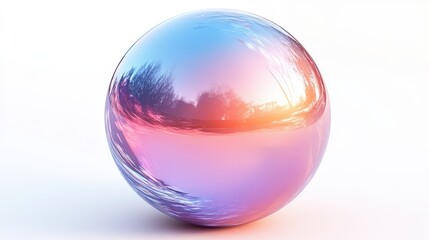 abstract animation of an iridescent sphere on white background looping video 3d rende
