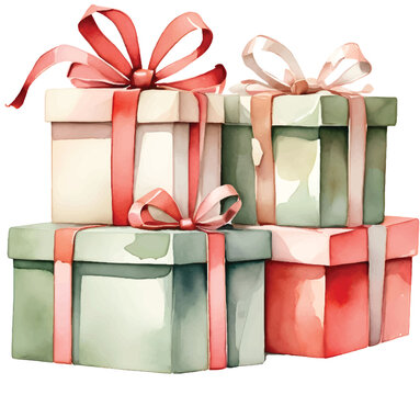 Watercolor gift boxes illustration
