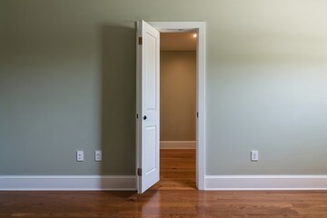 Split Opening in Newly Painted Wall with Hardwood Flooring
