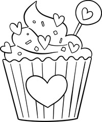 cute Valentine love decorative accessory element outline doodle black line