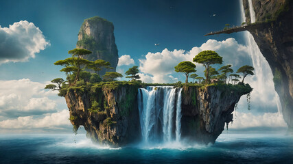 waterfall in the mountains