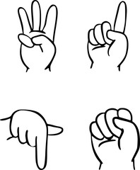 Hands line icons set ,Collection line icon