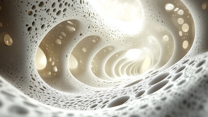 Intricate patterns within a geometric structure illuminated by light