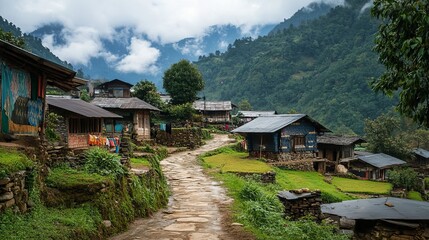 Fototapeta premium remote village, local festival, cultural celebration, community spirit