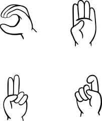 Obraz premium Gestures. Hand gestures in different positions. Hands in various situations. Hands vector set on isolated background. Vector illustration 