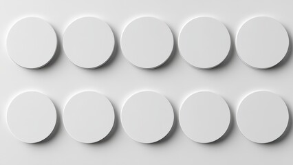 Clean white circular objects arranged in a neat pattern