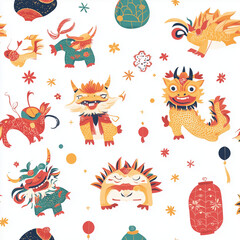 Fototapeta premium pattern with funny animals