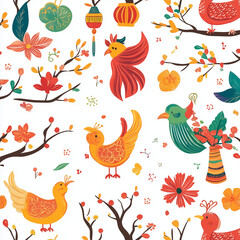 Obraz premium seamless pattern with birds