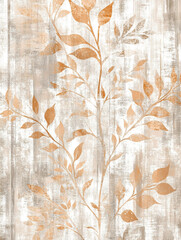 Abstract Beige   Brown Leaf Pattern  Botanical Art Print  Wall Decor