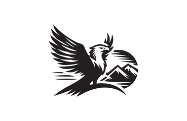 flying eagle silhouette vector logo illustration