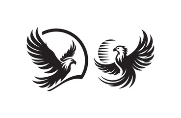 Obraz premium flying eagle silhouette vector logo illustration