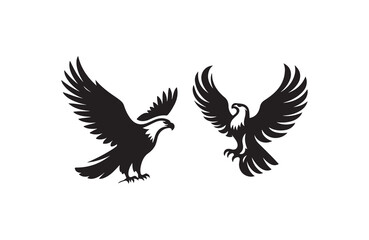flying eagle silhouette vector logo illustration