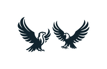 flying eagle silhouette vector logo illustration
