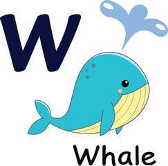 Alphabet W - Whale Illustration for Kids | Fun and Educational Preschool Learning Concept