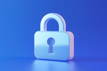 3D secure padlock symbol on blue background representing cybersecurity, data protection, privacy, encryption, online safety, secure access, digital security, and safe browsing