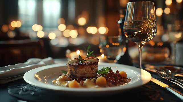 Luxury Food Service with Main Course Served at a Restaurant Setting
