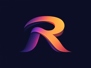 A stylized letter "R" in gradient colors on a dark background, showcasing modern graphic design.