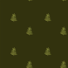 Minimalist green fern leaf pattern on dark green background.