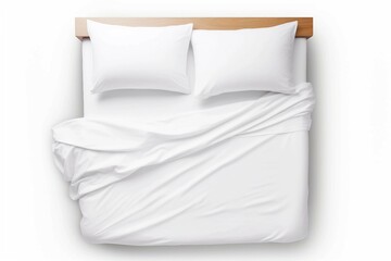 Bed , Isolated white background, flat lay