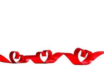 Ribbon hearts isolated on white
