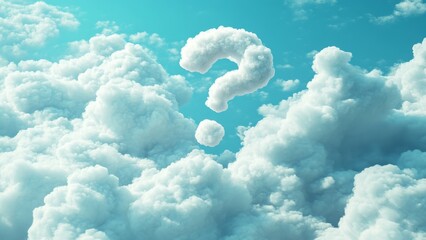 Clouds forming a question mark in a bright blue sky during daylight