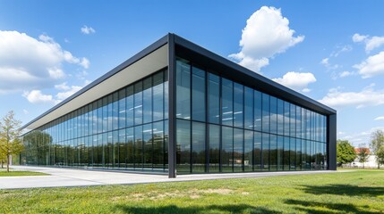 Fototapeta premium Modern Glass Facade Building on a Sunny Day