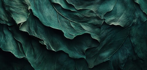 Obraz premium An abstract nature background featuring a detailed close-up of a green leaf, showcasing its texture