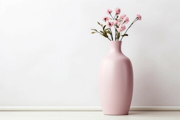 pink Vase , Isolated white background, flat la